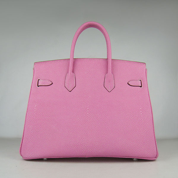 High Quality Fake Hermes Birkin 35CM Pearl Veins Leather Bag Pink 6089